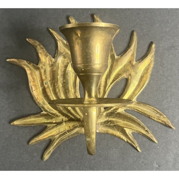 Set of Vintage Brass Lotus Flower‎ Decorative Wall Candleholder Metal Sconces - Picture 5 of 13